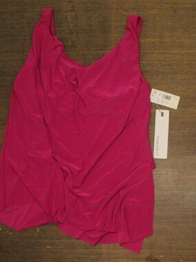 Magicsuit Pink Solid Winnie Cowl Neck Underwire Tankini Top Swim Ruby